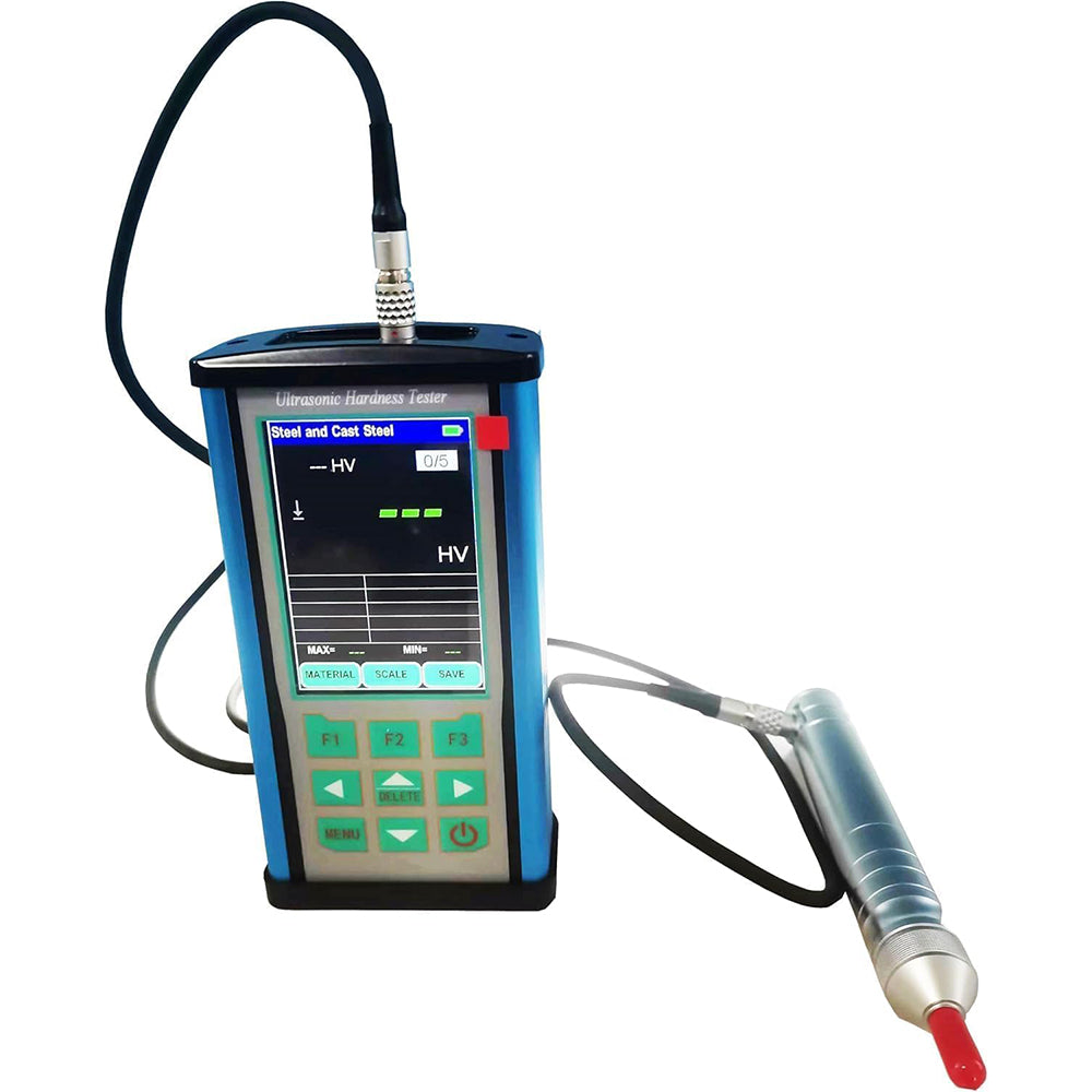 VTSYIQI Ultrasonic Durometer Ultrasonic Portable Hardness Tester for Surface Hardness Plasma Nitriding Small Complex Formed Parts Aluminum with Test Force 10N Probe 1kgf Hardness Scales HV HB HRB HRC HRA USB Interface