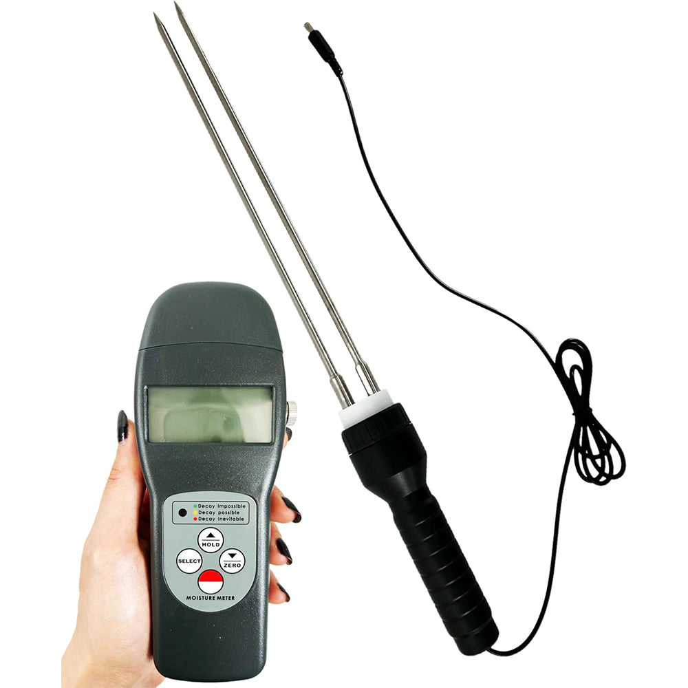 VTSYIQI Coffee Bean Moisture Meter Digital Cocoa Bean Moisture Tester with Measuring Range 0~24% Green Yellow Red LED Indicator Resolution 0.1 Accuracy ±0.5%N LCD Display
