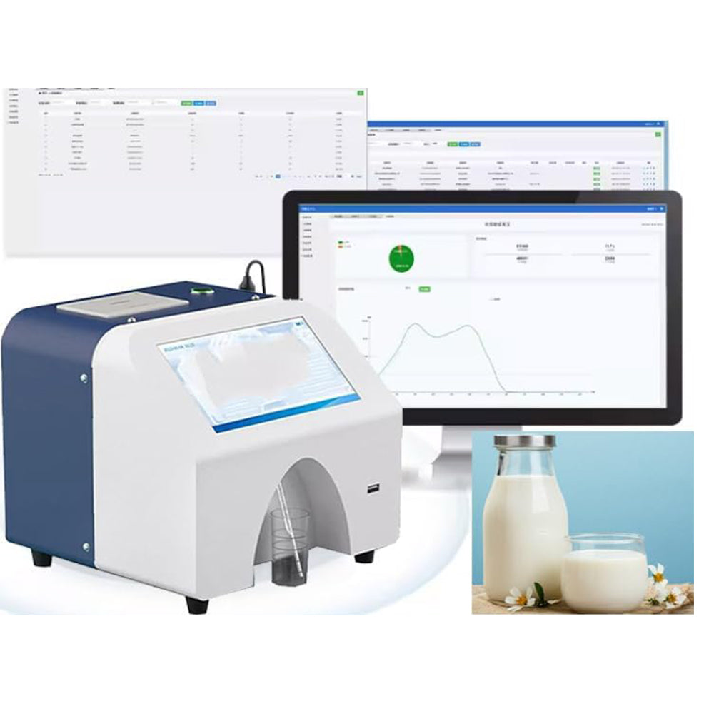 VTSYIQI Milk Analyzer Dual Pump Dairy Analyzer with Automatic Cleaning Method Thermal Printer Touch Screen for Measuring Fat Protein Lactose Non-Fat Solid Density Water Content Ice Point Ash Milk Temperature pH Value Conductivity
