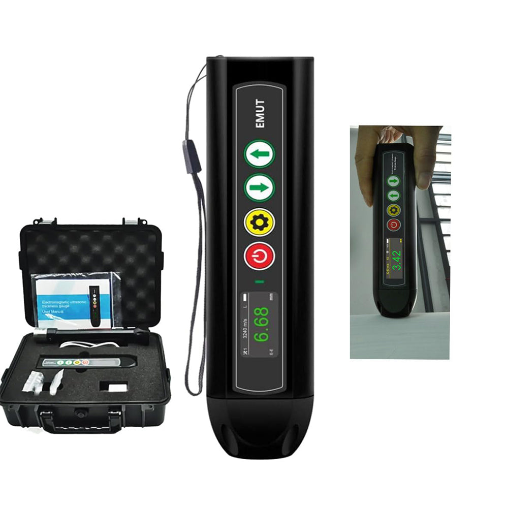 VTSYIQI No Coupling Electromagnetic Ultrasonic Thickness Gauge with Sound Velocity Range 400~9999 m/s Effective Range 1.0~320mm Bandwidth 2.5MHz~6MHz Accuracy ±0.01mm Single and Dual Echo Mode Sound Velocity Calibration Function