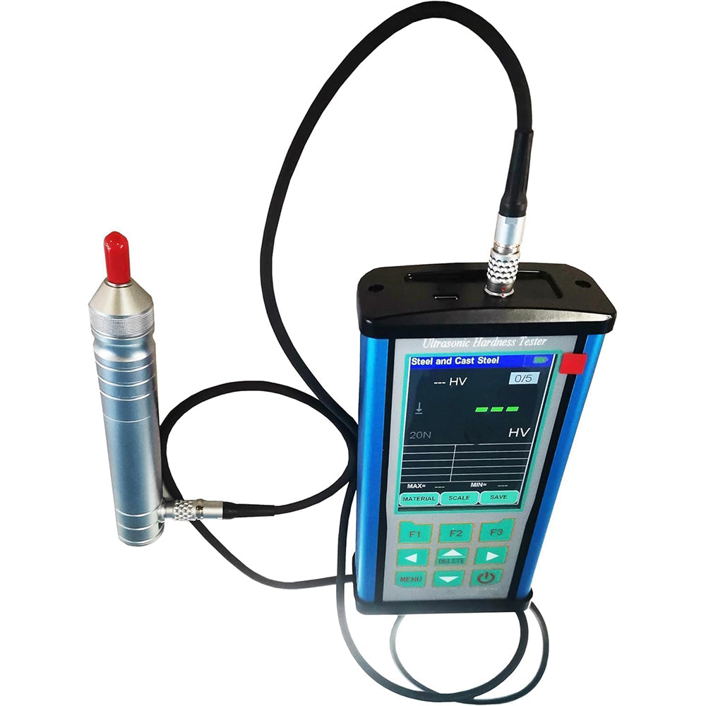 VTSYIQI Ultrasonic Digital Hardness Testers Ultrasonic Portable Durometer for Plasma Nitriding Formed Parts Aluminum with Probe 1kgf Test Force 10N HV HB HRB HRC HRA 600 Groups Data Storage