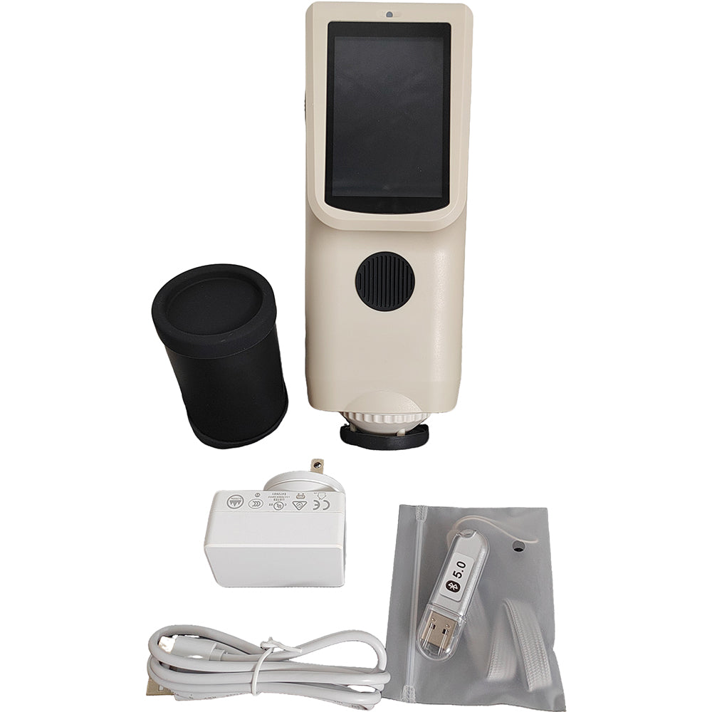 VTSYIQI Spectrophotometer Handheld Spectrophotometry with Calibre Ø8mm Repeatability 0.04 Accuracy 0.01 APP Mass Storage 30000 Samples Multiple Color Spaces ASTM ISO Standard