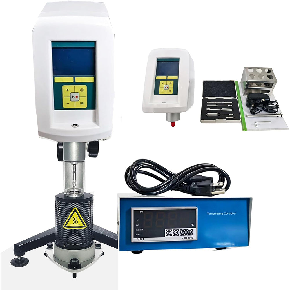 VTSYIQI High Temperature Viscosimeter Digital Rotational Viscosity Meter Viscometer with Measuring Range 50–3,300,000cP 37 Selectable Speeds 4 Rotor 21# 27# 28# 29# Temperature Range Room Temperature Plus 15℃ to 250℃