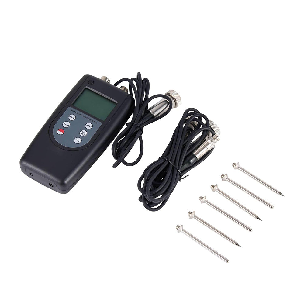 VTSYIQI 3-Channel Vibration Meter Vibrometer with Accuracy 5% of Reading+2 Digits 3 Piezoelectric Transducers Range Acceleration 0.1m/s²~400m/s² Velocity 0.01mm/s~400mm/s Displacement 0.001mm~4.0 mm