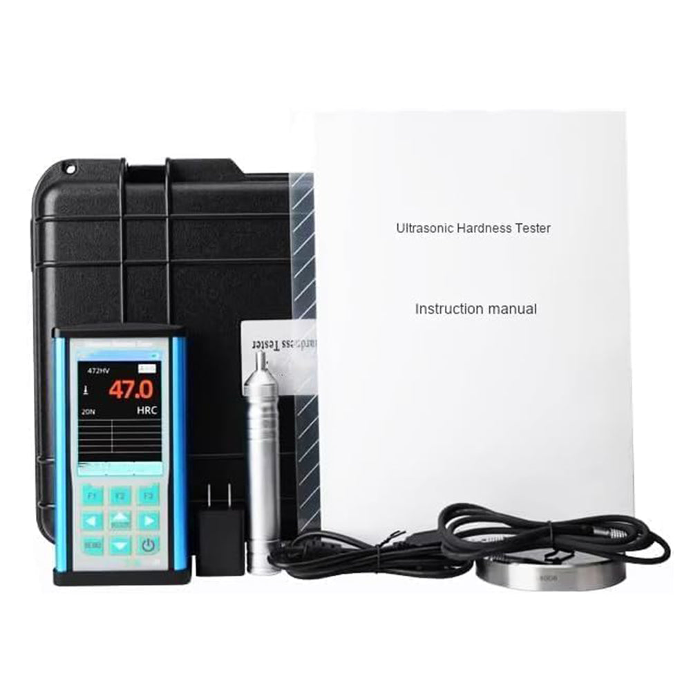 VTSYIQI Digital Ultrasonic Hardness Testers Digital Ultrasonic Hardness Meter Durometer with ASTM-A1038 Standard Force 50N 5kgf Probe Maximum Roughness Ra<10um 3.5-inch IPS Display for Hardened Layer
