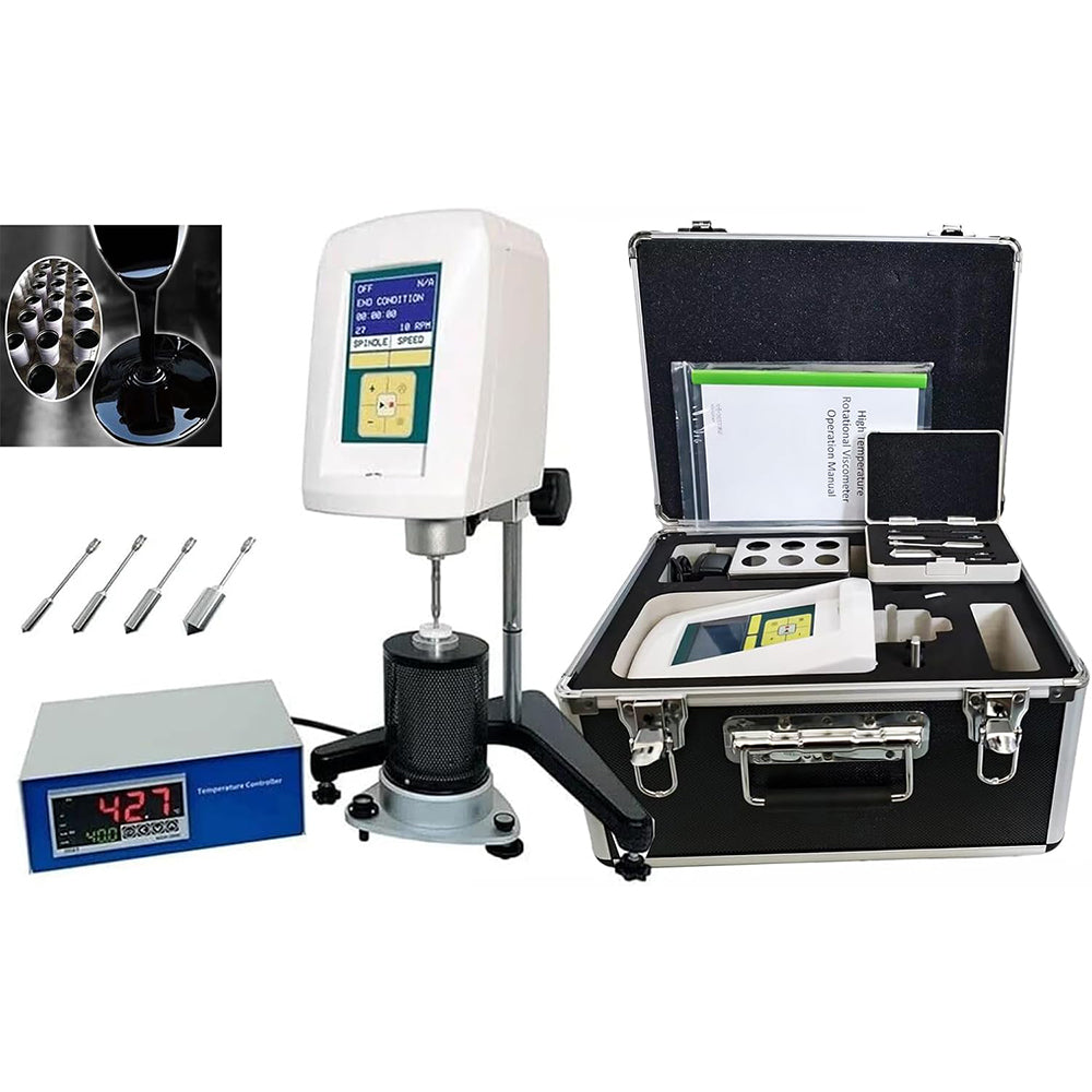 VTSYIQI High Temperature Viscosimeter Rotational Viscometer Digital Viscosity Meter with 50–3,300,000cP Temperature Range Room Temperature Plus 15℃ to 250℃ 37 Selectable Speeds 4 Rotor 21# 27# 28# 29#