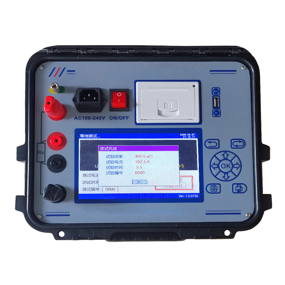 VTSYIQI Loop Resistance Tester Contact Resistance Testing Device with Measurement Range 0-50mΩ Test Current DC 50/100A Test Current Accuracy ± 5% Data Storage 100 Sets of Measurement Data Large LCD TFT Colour Screen Display Output Printing Function