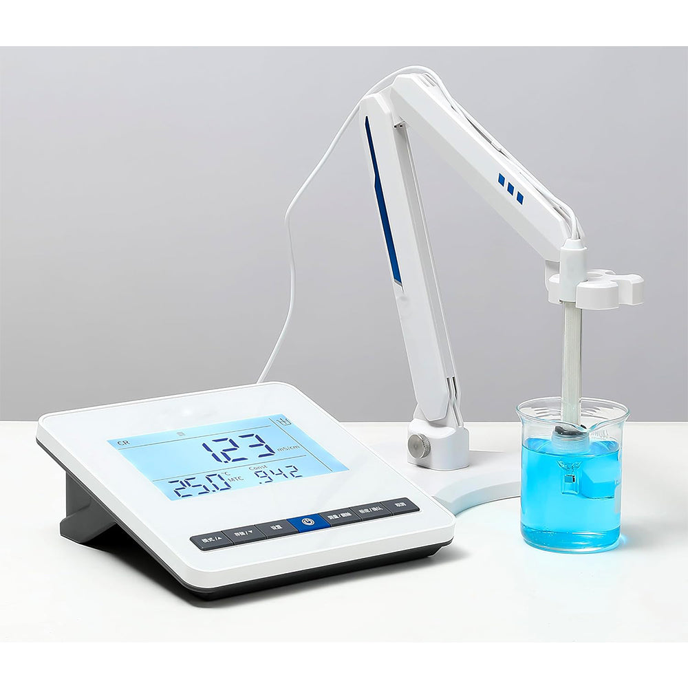 VTSYIQI Laboratory Benchtop Conductivity Meter TDS & Conductivity Conductivity Meters with Continuous/Balanced Measurement Mode Automatic / Manual Temperature Compensation Conductivity Range 0.00μS/cm~200mS/cm TDS Range 0.00mg/L~100g/L