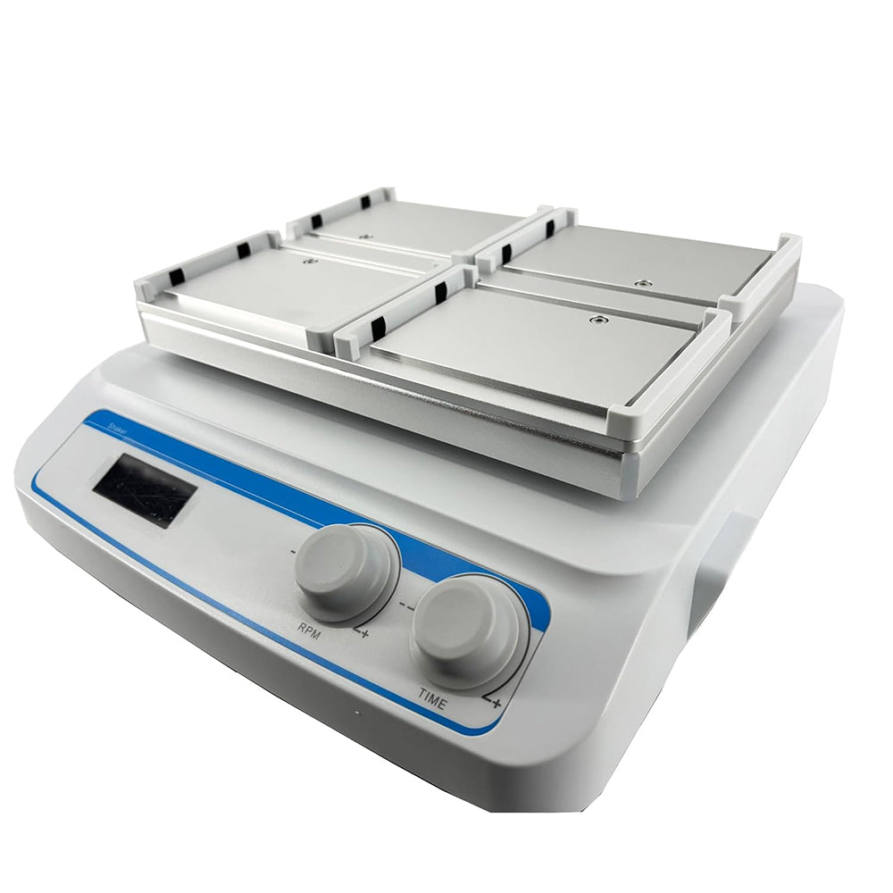 VTSYIQI Microplate Shaker Micro Plate Oscillator Mixer with 4 Microplates Sample Capacity Horizontal Gyration Amplitude 3mm Time Setting Range 99h59min Speed Range 100-1600rpm