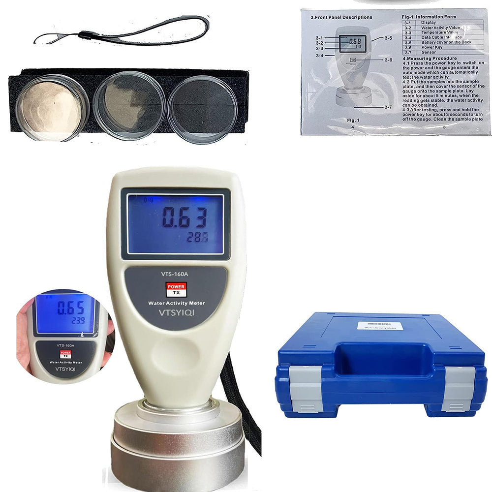 VTSYIQI Water Activity Analyzer Water Activity Measurement AW Monitor with Ultra high Accuracy 0.02AW Resolution ±0.01AW Range 0-1.0AW for Beef Jerky Fruit Jerky Dried Vegetables Tester