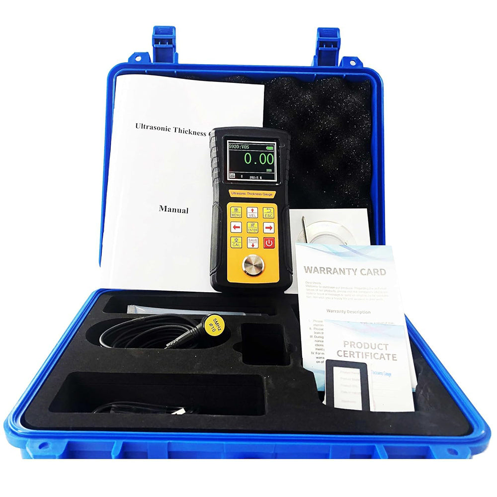 VTSYIQI Digital Ultrasonic Thickness Gauge Tester Meter Metal Steel Thickness Gauge for Metals PVC with Resolution 0.01mm Range 0.75mm to 600.0mm 0.03inch to 23.62inch Accuracy ±0.5% USB Interface