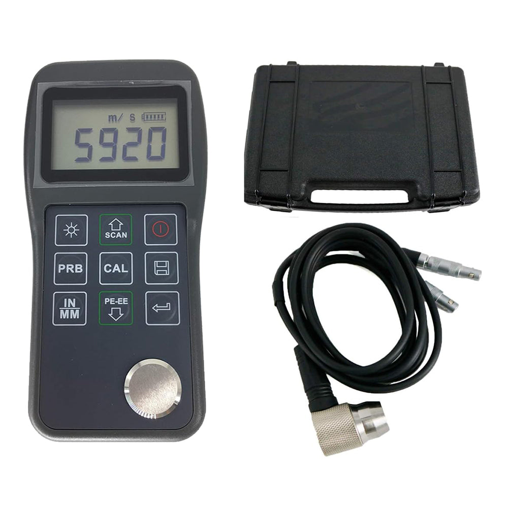 VTSYIQI Through Painting Ultrasonic Thickness Gauge Ultrasonic Metal Thickness Tester with Range 0.65-600mm (P-E) 3-30mm (E-E) Accuracy ±(0.5% Thickness+0.01)mm Two Point Calibration for Metal Steel