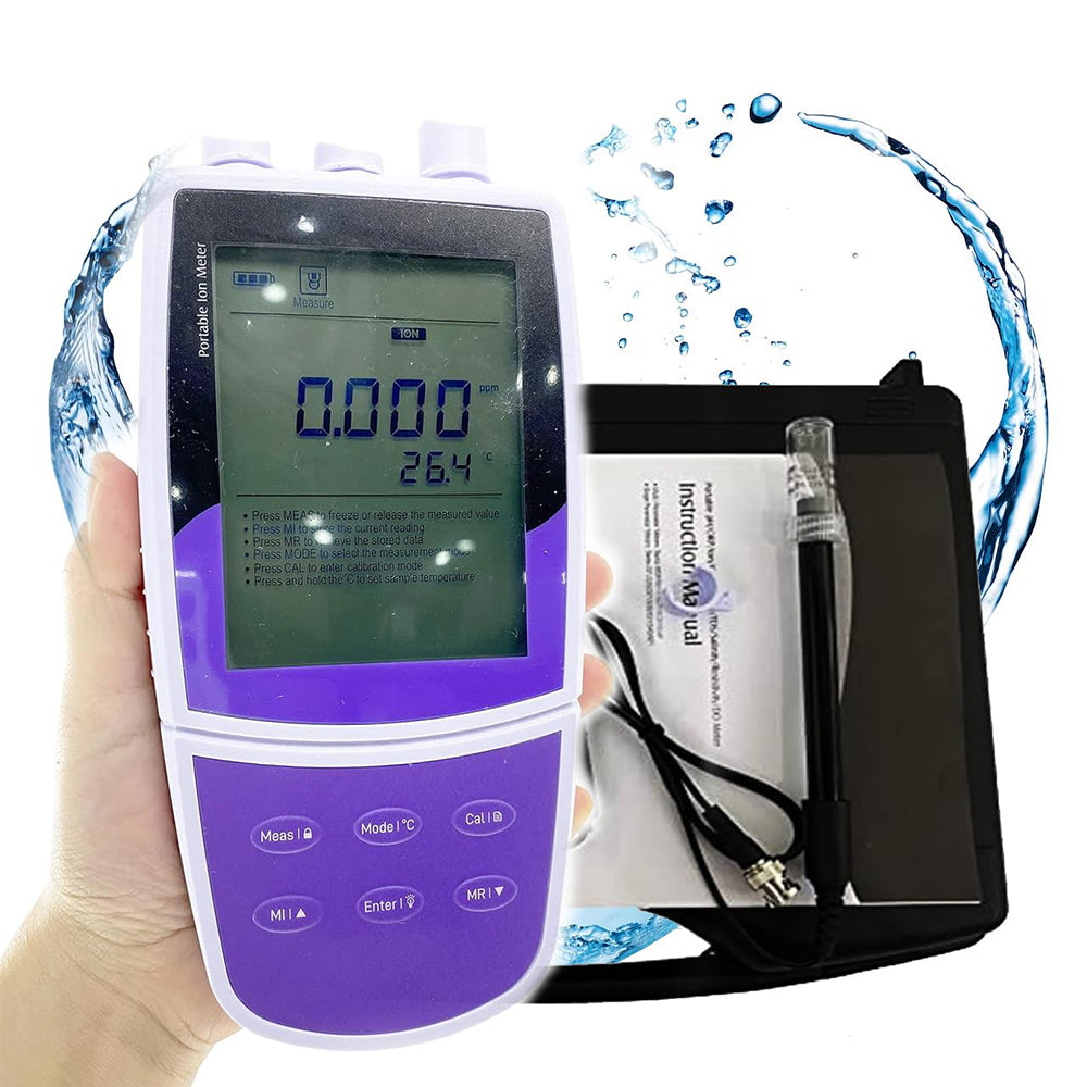 VTSYIQI Ammonia Ion Concentration Meter Portable NH3 Ion Meter with Calibration Fluid mV Range -1999.9 to 1999.9 mV Ion Concentrationr Range 0.01 to 17000 ppm Range ±1999.9 mV Accuracy ±1% F.S. 2 to 5 Points Calibration
