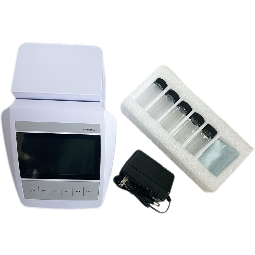 VTSYIQI Lab Turbidity Meters Turbidimeter Kit Desktop Turbidity Meter Kits with Turbidity Range 0~2000 NTU/FNU 0~500 EBC 0~9999 ASBC 7 Point Calibration 4 PCS Liquid Solutions ISO 7027 TSS Test Mode Suspended Particle Test