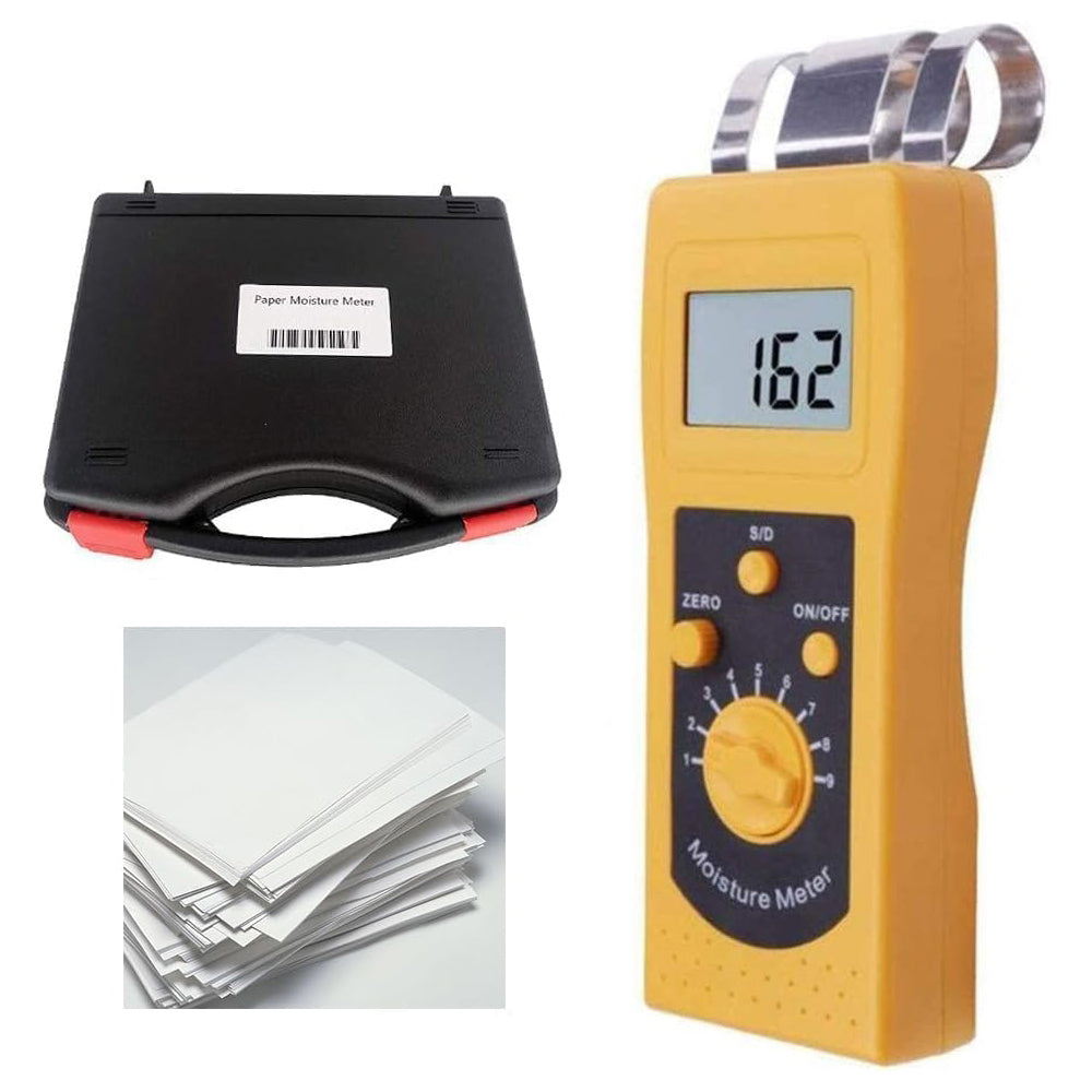 VTSYIQI Paper Moisture Content Meter Paper Moisture Detector with Resolution 0.1 or 0.01 Measuring Range 0.00-2.00%(d) 0.0-98.0%(s) Accuracy ± 0.5(Main Moisture Range) Digits LCD with Backlight for Measure Different Kinds of Papers