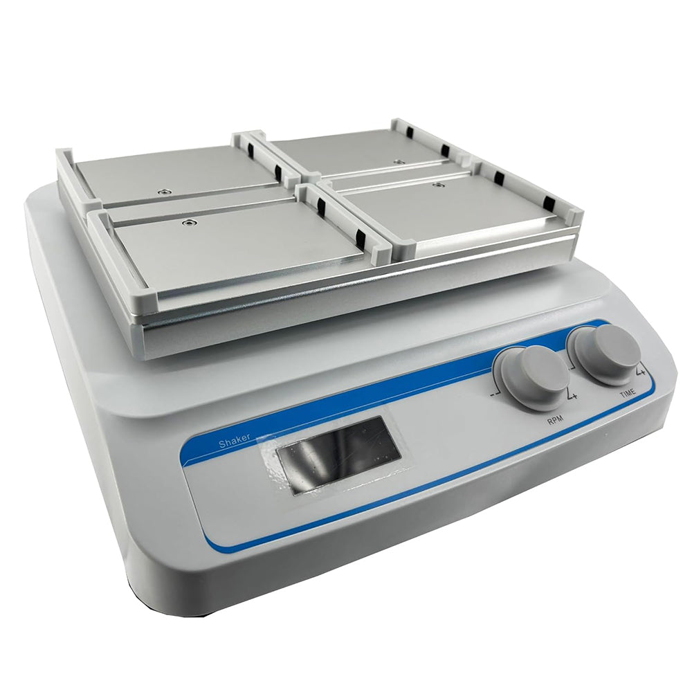 VTSYIQI Digital Microplate Shaker Lab Micro-Plate Oscillator with 4 Microplates Sample Capacity LCD Speed and Timing Display Rotary Oscillation Mode Amplitude 3mm Speed Range 100-1600rpm