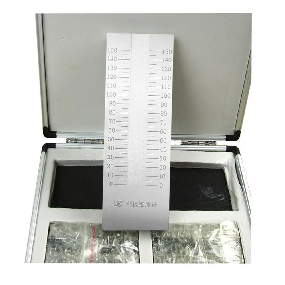 VTSYIQI Fineness Meter Single Groove Fineness of Grind Gauge with 2 Scrapers Measuring Range 0-150μm Stainless Steel GB/T1724-93 Standard Indexing Value 5μm for Testing The Fineness of Paints Lacquers Inks Etc