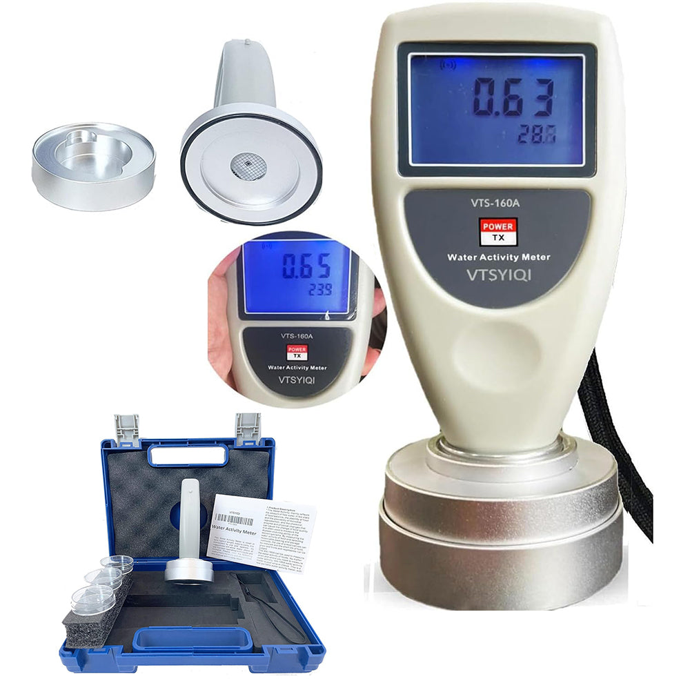 VTSYIQI Handheld Water Activity Analyzer Food AW Tester Monitor with Resolution ±0.01AW Range 0-1.0AW Accuracy 0.02AW 6 Bit Backlight LCD Digital Display 3 Bit Humidity Aw 3 Bit Temperature Display