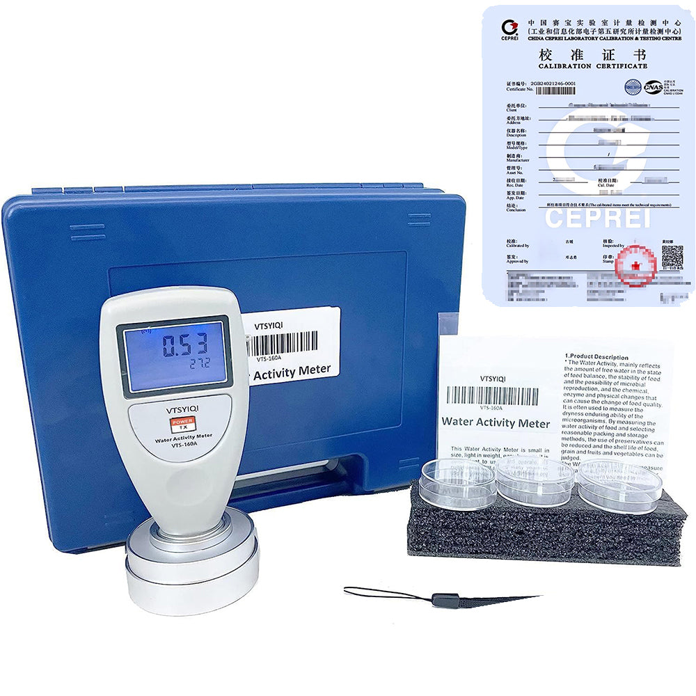 VTSYIQI Water Activity Meter Smart Food Water Activity Meter Tester with Professional Calibration Certificate Range 0-1.0AW Ultra high Accuracy 0.02aw for Dried Vegetables Tester Beef Jerky Fruit Jerky