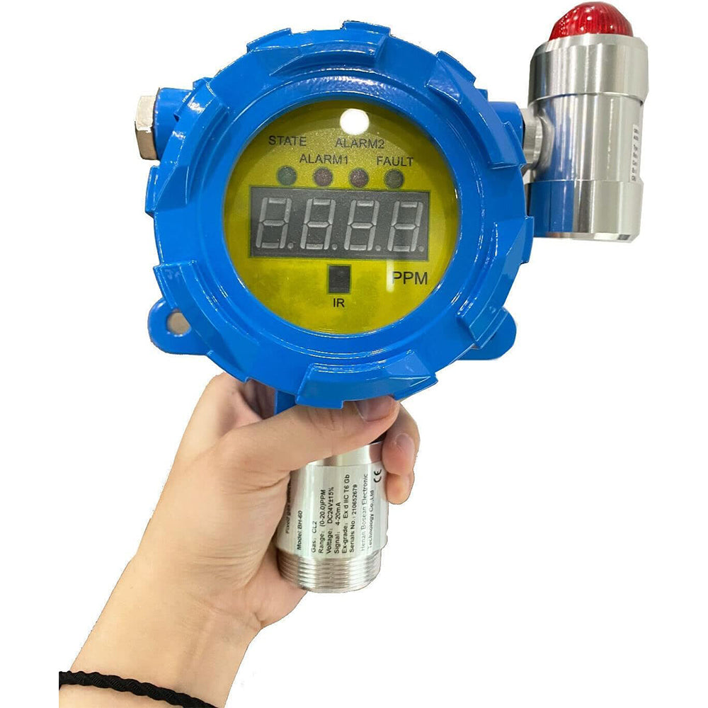 VTSYIQI Chlorine Gas Leak Detector CL2 Gas Concentration Detector with Explosion Proof Structure Measuring Range 0-20ppm Resolution 0.1ppm L-Alarm 5ppm H-Alarm 10ppm Aluminum Shell Material Wall-Mounted Installation Method