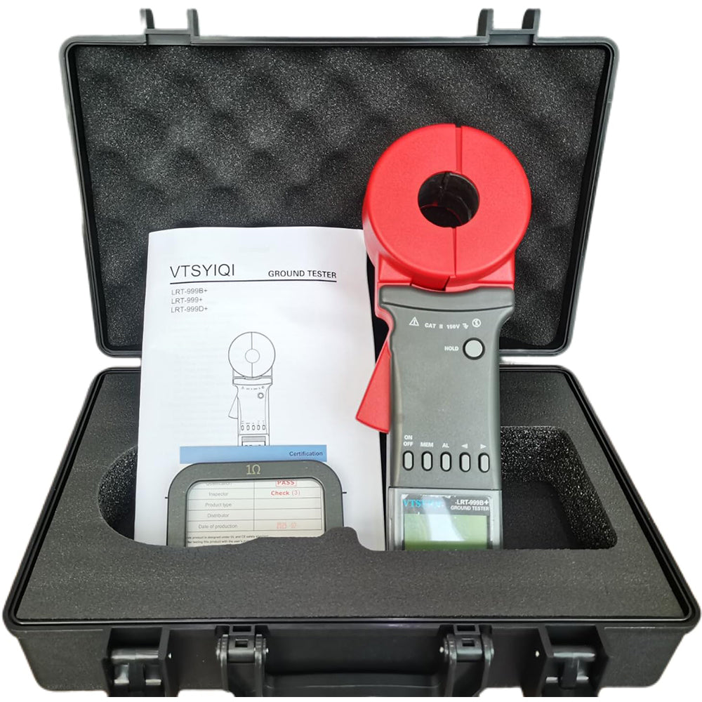 VTSYIQI Digital Ground Resistance Tester Earth Ground Resistance Meter with Data Storage 99 Groups Resistance Range 0.010Ω~200Ω Resistance Resolution 0.001Ω for Earth Resistance Measurement Loop Resistance Measurement