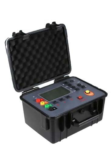 VTSYIQI Double Clamp Ground Resistance Tester Kit Digital Soil Resistivity Tester with 30 Kilohms Resistance 100V Voltage 1000A Current 128Hz Frequency 500 Groups Data Storage for Lightning Road Test
