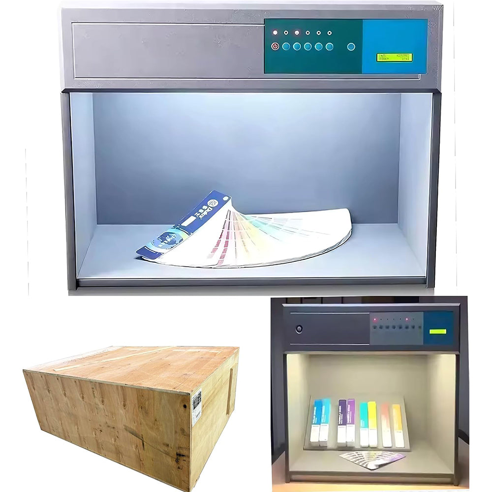 VTSYIQI Digital Color Assessment Cabinet Light Booths Color Matching Box with 4 Light Sources D65 TL84 UV F Voltage 110V or 220V ASTM D1729 ISO3664