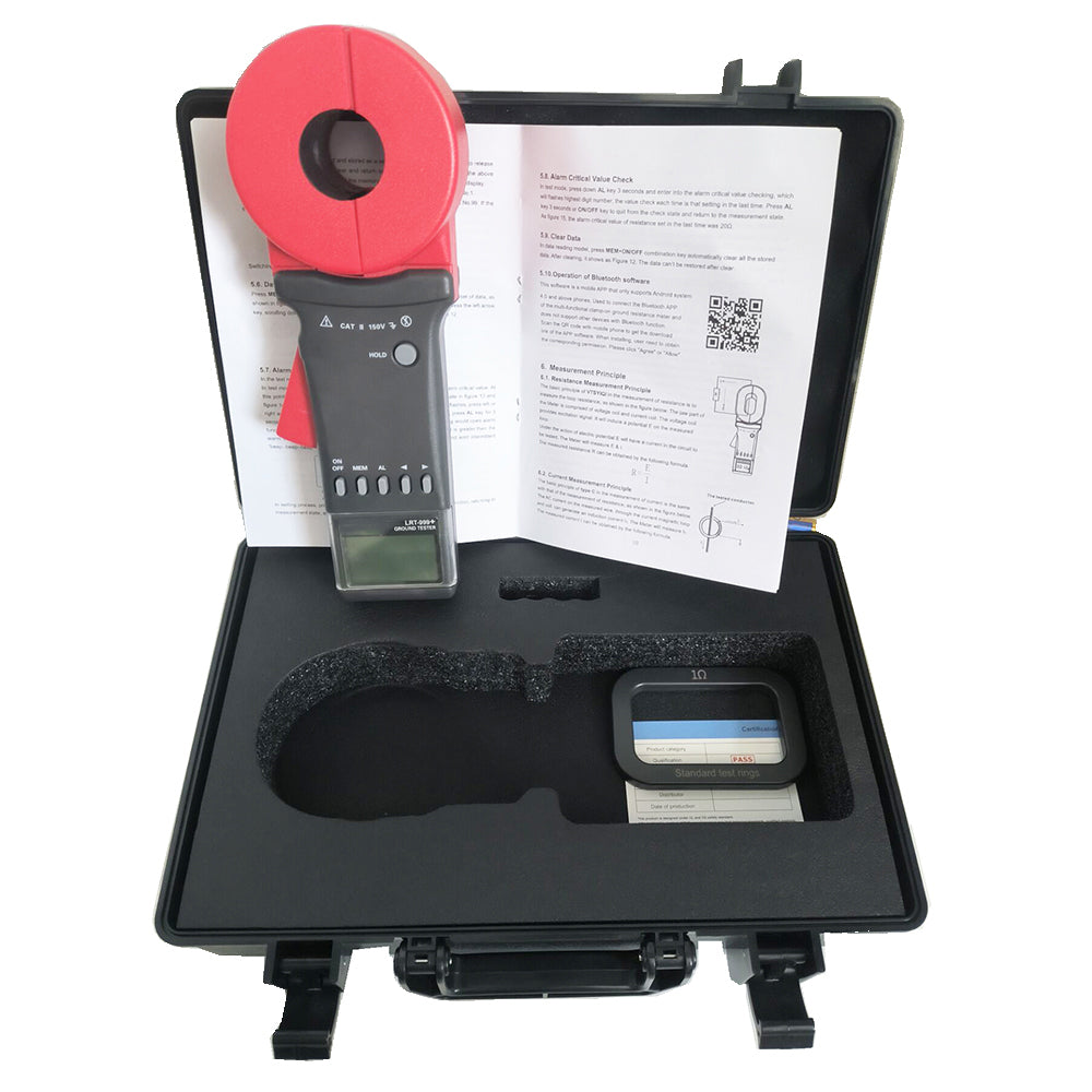 VTSYIQI Earth Resistance Meter Digital Ground Resistance Tester with Clamp Opening Size 32mm Resistance Range 0.010Ω~1200Ω Alarm Threshold Double Insulation For Loop Resistance Measurement