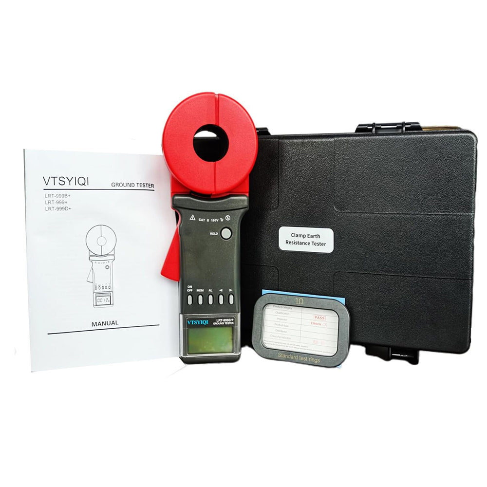 VTSYIQI Digital Ground Resistance Tester Earth Ground Resistance Tester with Data Storage 99 Groups 4-Digit LCD Digital Display Resistance Range 0.01Ω~200Ω Clamp Jaw Size Φ32mm for Earth Resistance Measurement Loop Resistance Measurement
