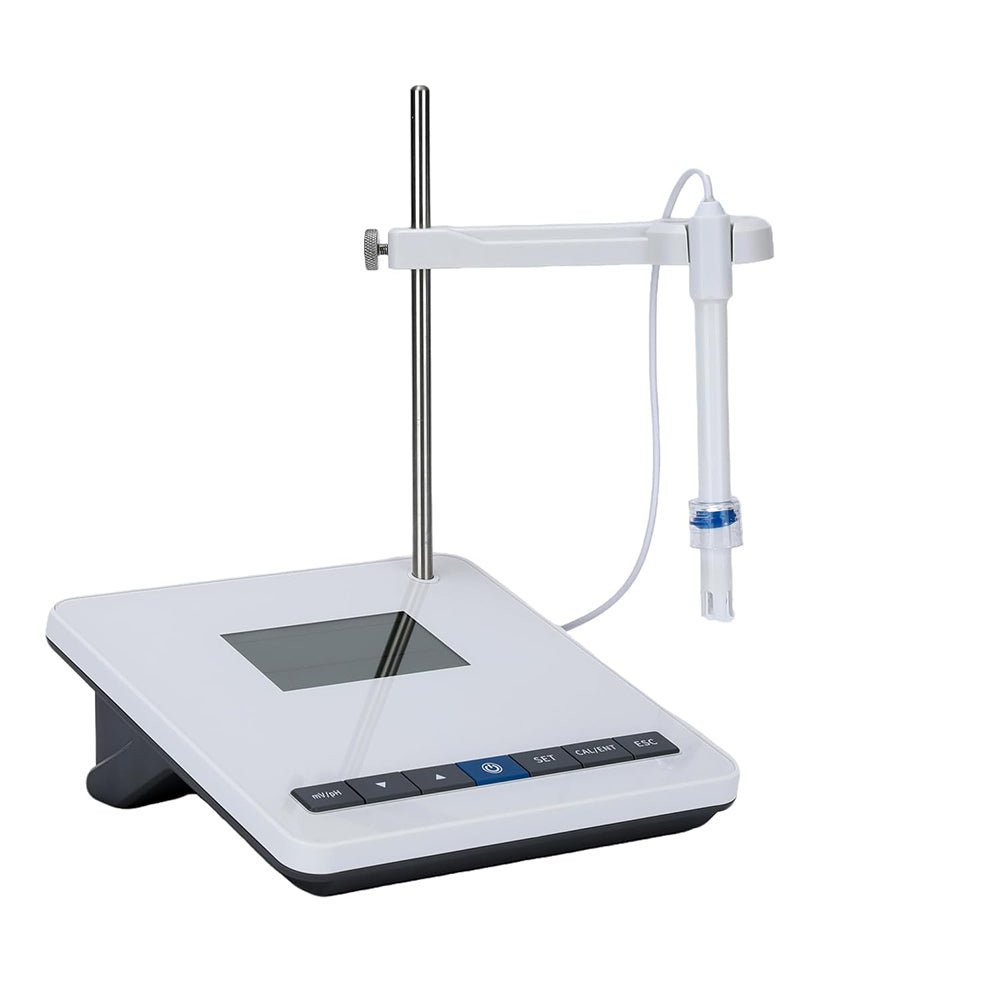 VTSYIQI Benchtop PH Meter PH Tester with PH Buffer Powder mV Measuring Range -1800~1800mV pH Measuring Range 0.00~14.00pH 2 Points Calibration Manual Temperature Compensation Function Simple Bracket Instrument Level 0.02 4-inch LCD Display