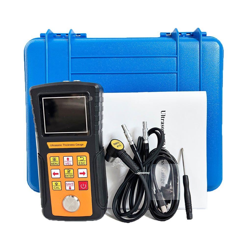 VTSYIQI Ultrasonic Metal Thickness Gauge Ultrasonic Thickness Testing Equipment with Large Measuring Range(0.75~600)mm Unit mm/inch Resolution 0.01mm USB Communication Port Can Exchange Data with PC