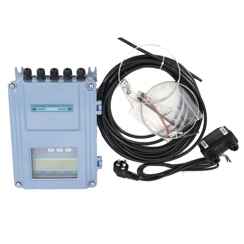 VTSYIQI Digital Wall Mounted Water Ultrasonic Flow Meter Flowmeter With High Temperature Samll Transducer Pipe Size DN15mm to DN100mm Liquids Temperature 0 to 160 Degree