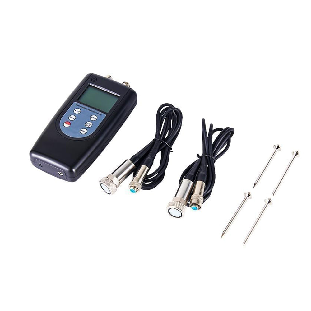 VTSYIQI 2 Channels Vibration Tester Double Channel Vibrometer Vibration Meter with 2 Piezoelectric Transducers Acceleration 0.1m/s²~400m/s² Velocity 0.01mm/s~400mm/s Displacement 0.001mm~4.0 mm for Checking Moving Machinery's Imbalance & Deflecting