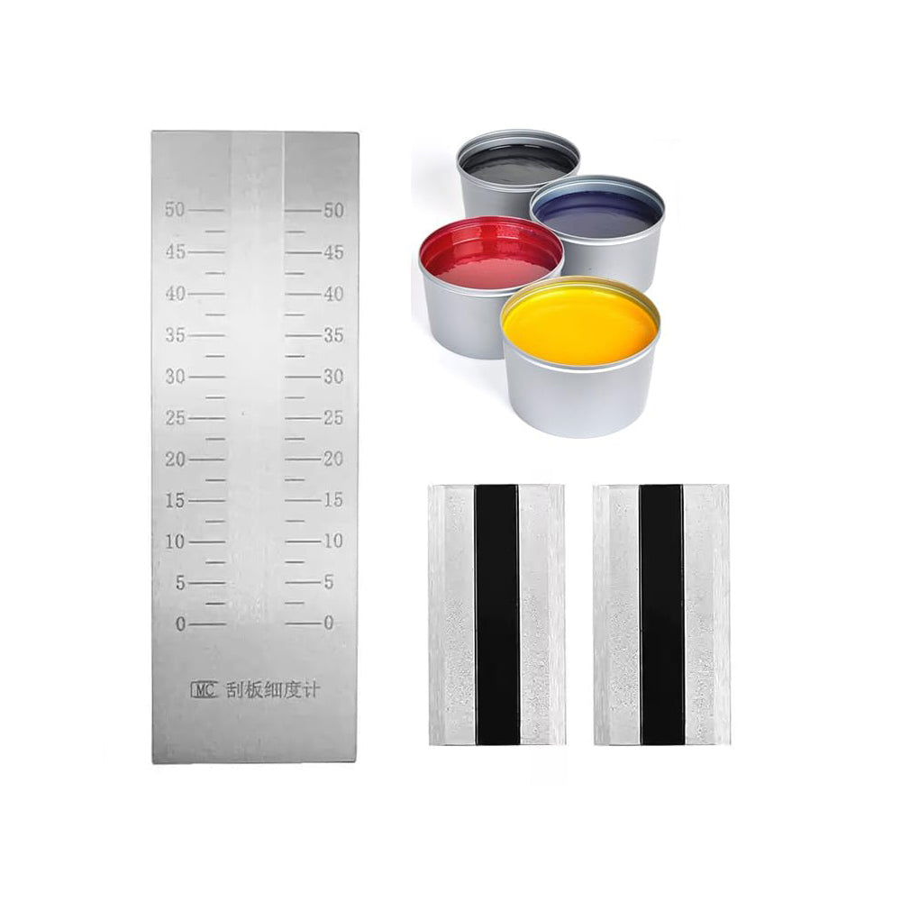VTSYIQI Grind Gauge High Precision Fineness Meter with 2 Scrapers Stainless Steel Scale Range 0-50μm Indexing Value 2.5μm GB/T1724-93 Standard for Determine The Fineness of Pigment and Impurity Particles in Paints Lacquers Inks