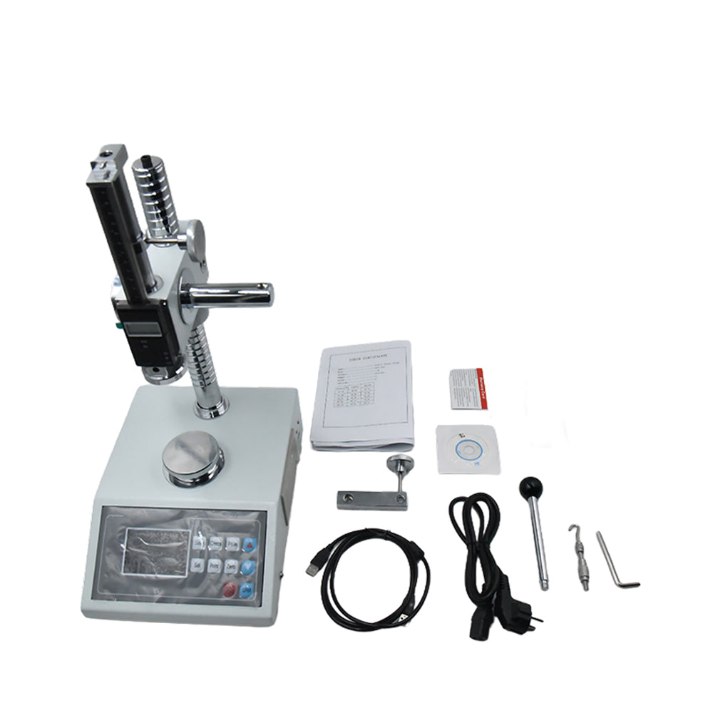 VTSIQI Spring Tester Machine Spring Compression Testing Machine with Maximum Test Machine Load 20N/2KG/4.5Lb Minimum Resolution 0.001N/0.0001KG/0.0001Lb Maximum Free Length of Spring 80mm Indication error +/-1% for Test Extension and Compression Force