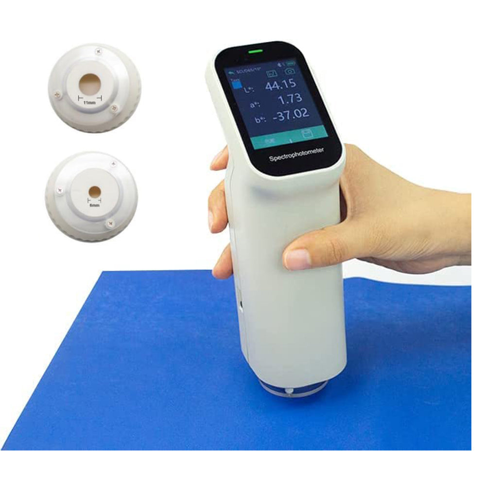 VTSYIQI Handheld Colorimeter D/8 Colorimeter Touch Screen Color Meter with Measuring Aperture 6mm 11mm Wavelength Range 400-700nm for Coating Ceramic Color Measurement