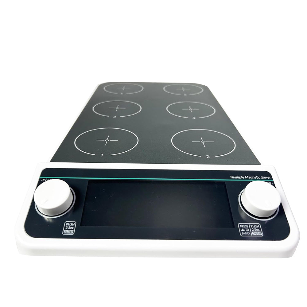 VTSYIQI Multi-point Magnetic Stirrer 6-Position Magnetic Stirrer with Rotating Speed 50-1500 RPM 6 Stirring Points LCD Liquid Crystal Display Max Stirring Volume 6 * 500 ML Brushless Motor Timing Function