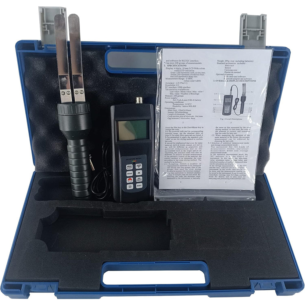 VTSYIQI Digital Paper Moisture Meter Digital Contact Type Paper Moisture Tester with LCD Display LED Indicator Measurement Range 0%~100% (Cd11) 0%~40% (Cd12) 0% to 50% (Cd08) 0%~18% (Cd10) Memory 240 Groups