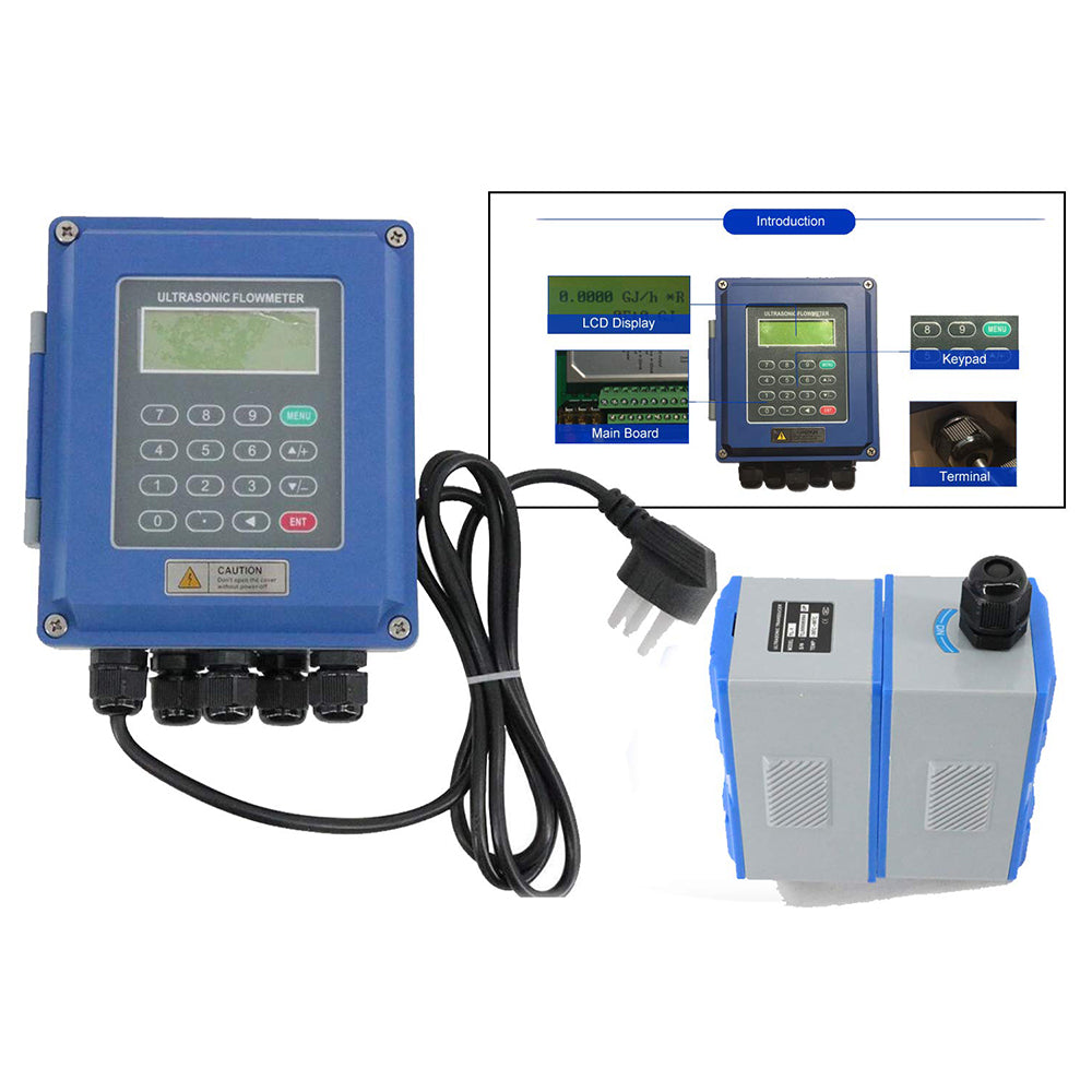 VTSYIQI Potable Ultrasonic Flow Meter Flowmeter DN25mm-DN100mm With Wall Mounted Type RS485 Interface IP67 Protection Transducer For Supporting Heat Measurement