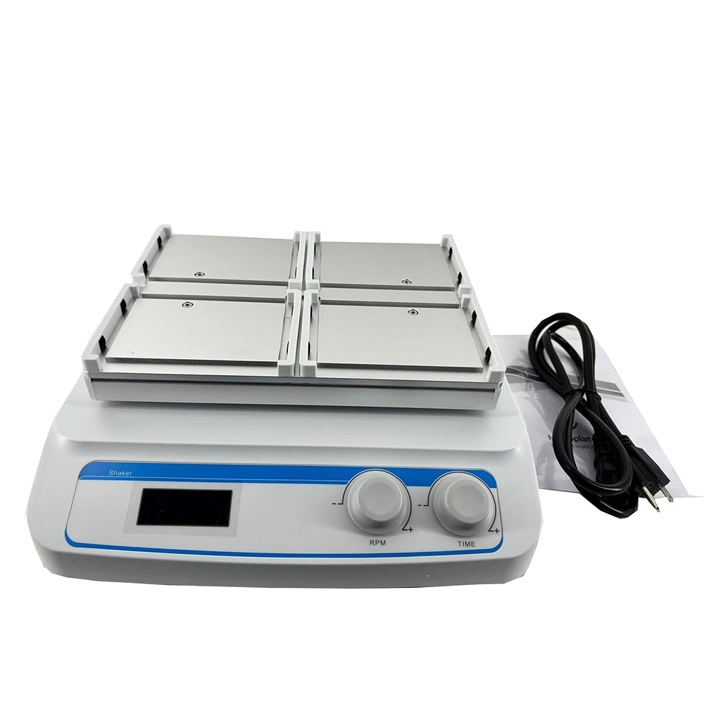 VTSYIQI Micro-Plate Shaker Micro Plate Oscillator with DC Brushless Motor Drive Horizontal Gyration Amplitude 3mm Speed Range 100-1600rpm Sample Capacity 4 Microplates for Enzyme Labeling Plates and Cell Culture Plates