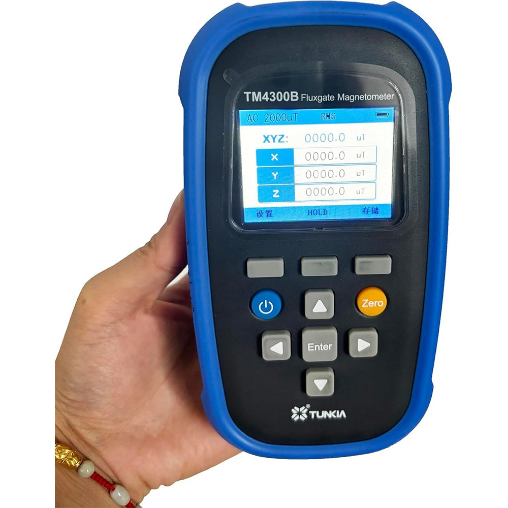 VTSYIQI Triaxial Fluxgate Magnetometer Handheld Three-Axis Fluxgate Magnetometer with Range 0 to 1000μT Accuracy 2% Resolution 200nT Unit Switch μT mG Measuring XYZ Component Vector Synthetic Value