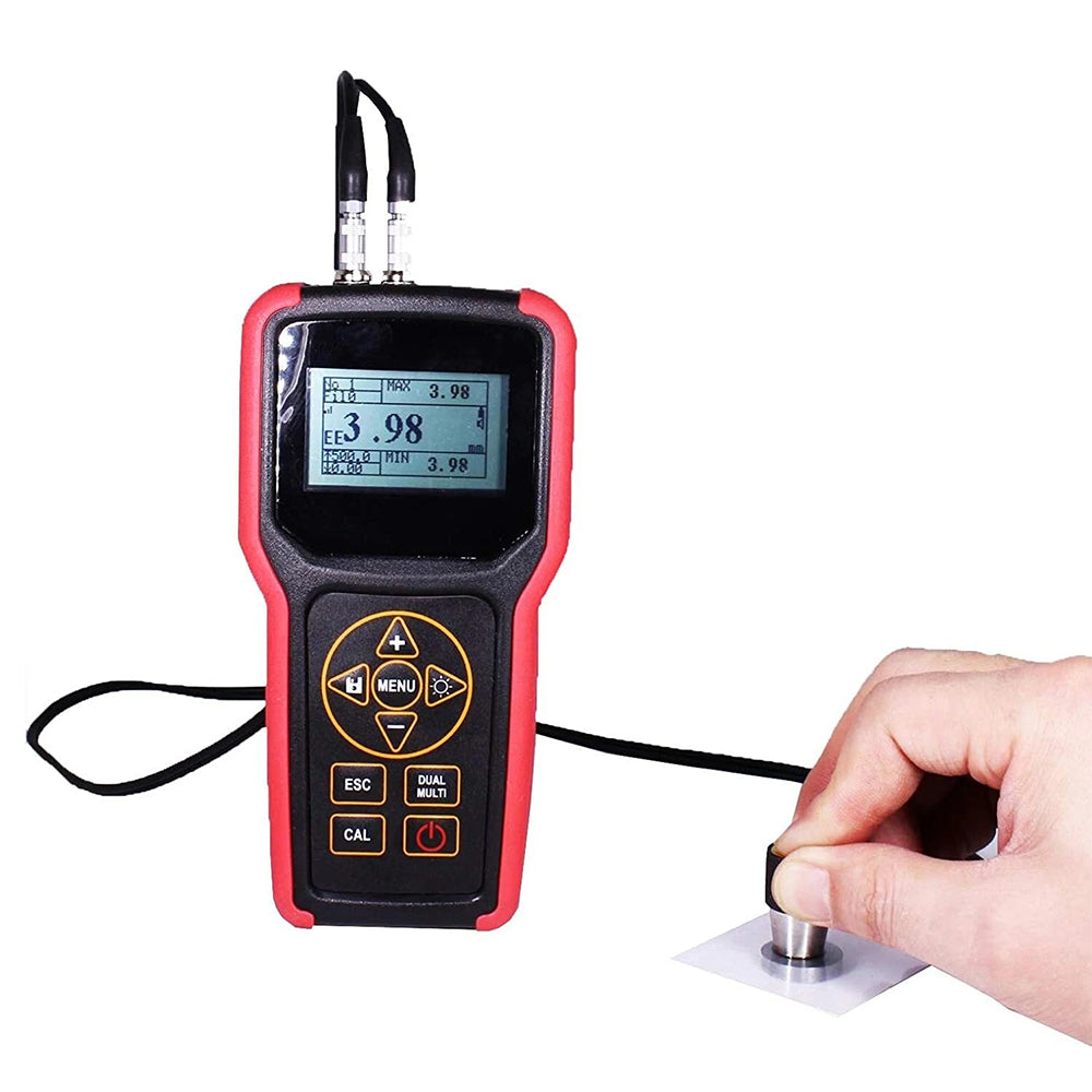 VTSYIQI Through Coating Ultrasonic Thickness Gauge Multi-Mode Ultrasonic Thickness Gauge Tester Meter with 1000 Values Data Storage Measuring Range PE Model 0.75 to 400 mm EE Model 0.75 to 25mm Resolution 0.1mm/0.01mm