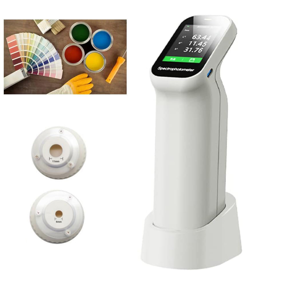 VTSYIQI Handheld Colorimeter Touch Screen Color Contrast Analyzer Equipment with Over 30 Measurement Indicators Evaluation Aperture 6mm 11mm D/8 SCI Camera Function for Fluorescent Color Measurement