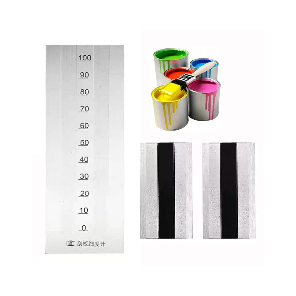 VTSYIQI Double Groove Grindometer Fineness Gauge Tester Meter with 2 Scrapers Scale Range 0-100μm Indexing Value 5μm Inclination of The Groove 1:1000 Stainless Steel GB/T1724-93 Standard