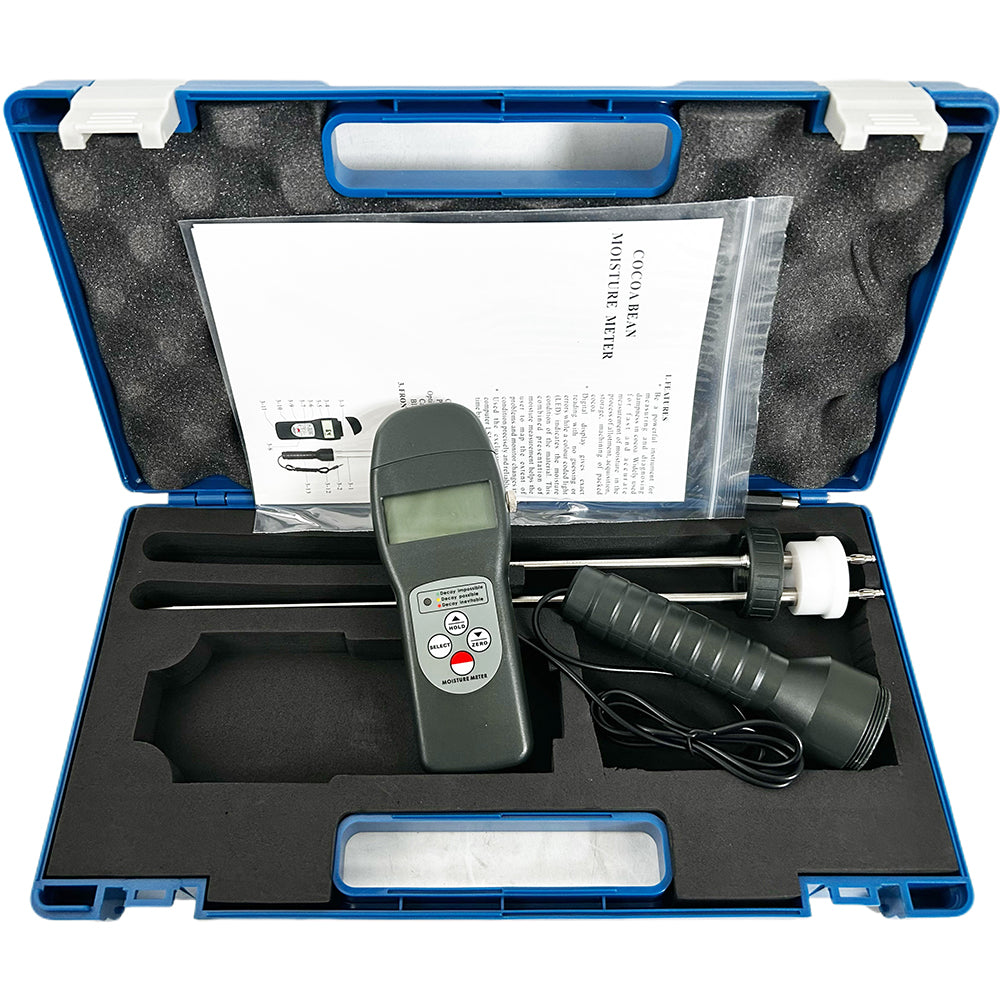 VTSYIQI Portable Cocoa Bean Moisture Tester for Measuring And Diagnosing Dampness In Cocoa with Measuring Range 0~24% LCD Display Resolution 0.1 Accuracy ±0.5%N Green Yellow Red LED Indicator