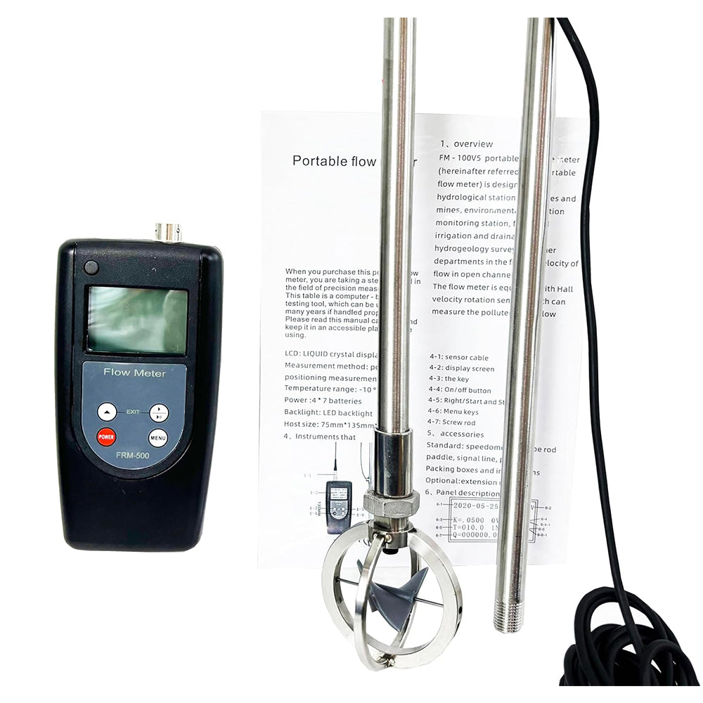 VTSYIQI Digital Water Velocity Meter Liquid Flow Rate Meter for Open Channel Flow Rate and Flow Measurement with Velocimetry Range 0.01-5.00 m/s Flow Measurement Error ≤1. 5% Pole Positioning Measurement
