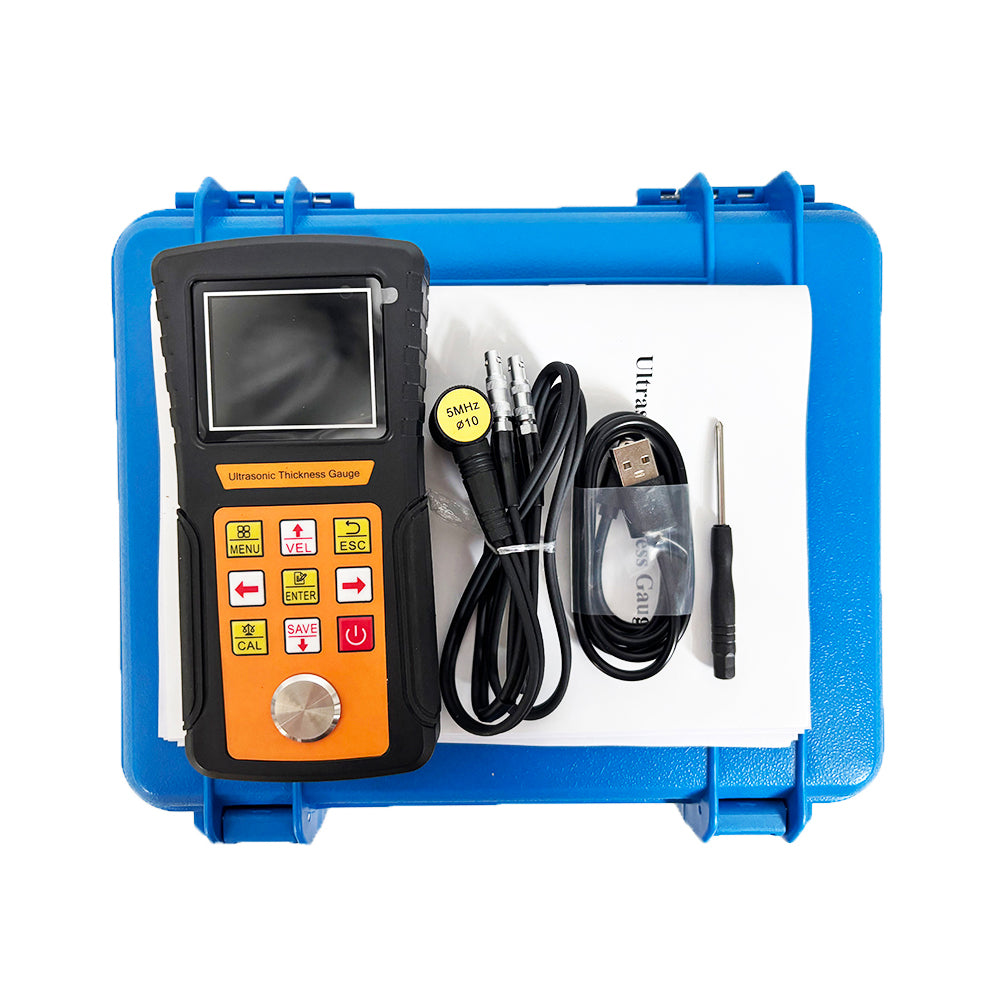 VTSYIQI Ultrasonic Thickness Tester Portable Ultrasonic Metal Tthickness Gauge with Range 0.75mm to 600.0mm 0.03inch to 23.62inch High Resolution 0.01mm Accuracy ±0.5% for Metals PVC USB PC Connection