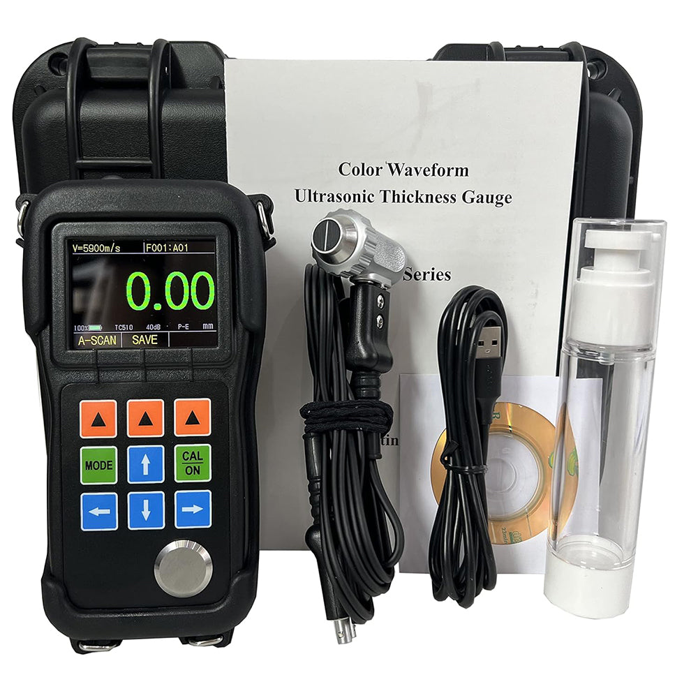 VTSYIQI Through Coating Ultrasonic Thickness Gauge Meter with A-Scan and B-Scan Function Coating Mode Measuring Range 3 to 80mm Storage Function DataView Software