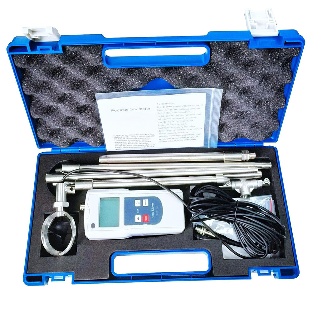 VTSYIQI Handheld Water Velocity Meter Flow Speed Meter Open Channel Water Speed Meter with Speed Range 0.01 to 10.00m/s Temperature Range -10°C to 50°C Pole Positioning Measurement Method