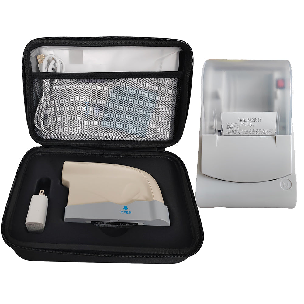 VTSYIQI Tri-angle Gloss Meter 20 60 85 Degree Glossmeter with Range 0 to 1000GU Data Storage Function Miniature Printer